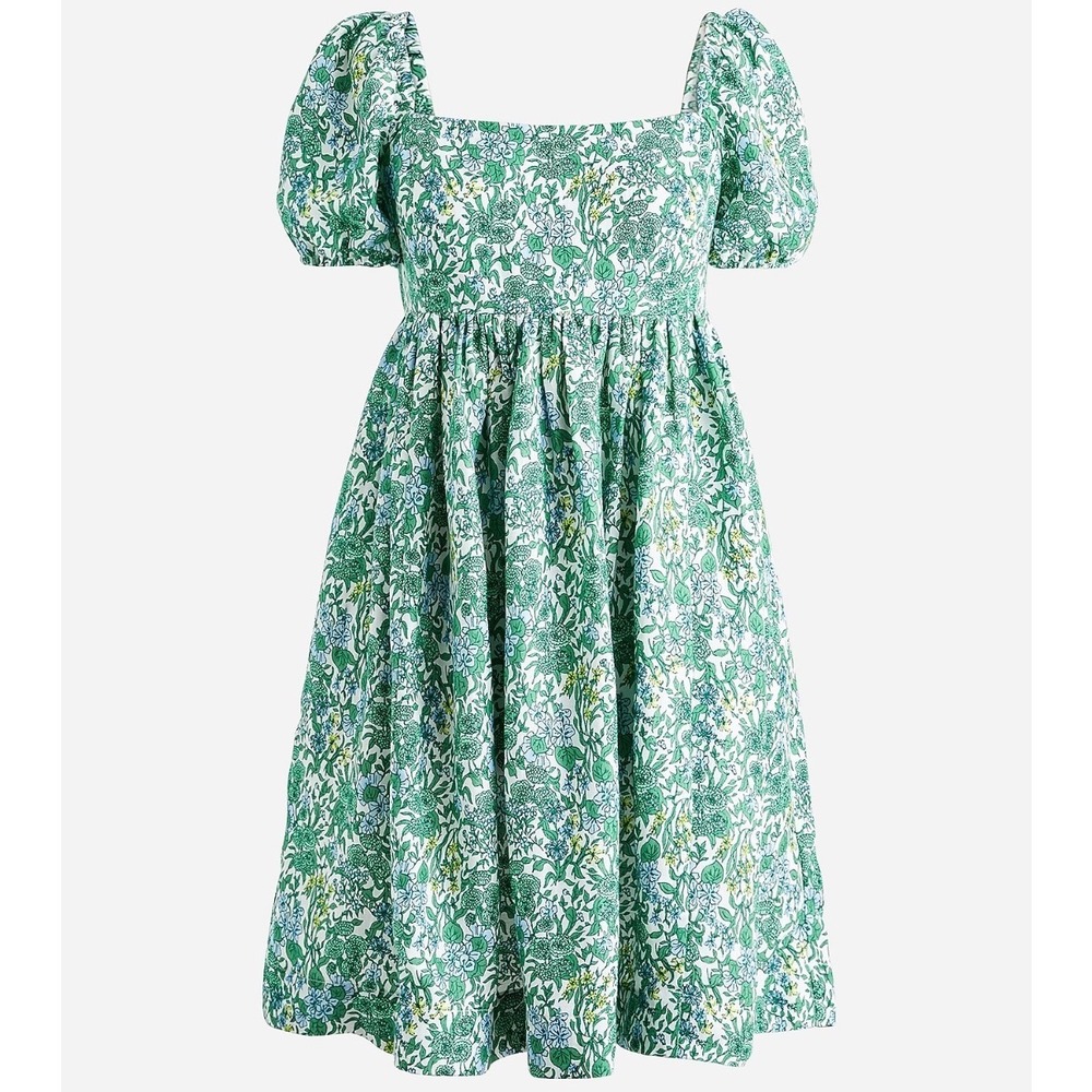 J. Crew Linen-Cupro Mini Dress Valletta Paisley Green Floral Cottagecore 4